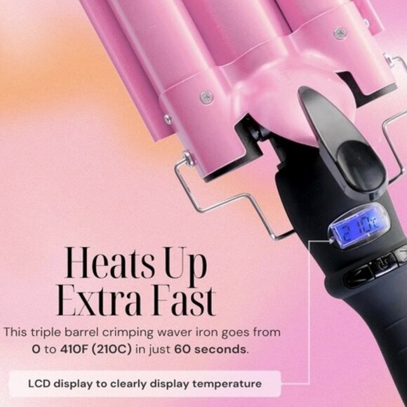 Allure 3 Barrel Curling Iron Hair Crimper: Dual Voltage Three Barrels Hair Waver - Picture 4 of 11